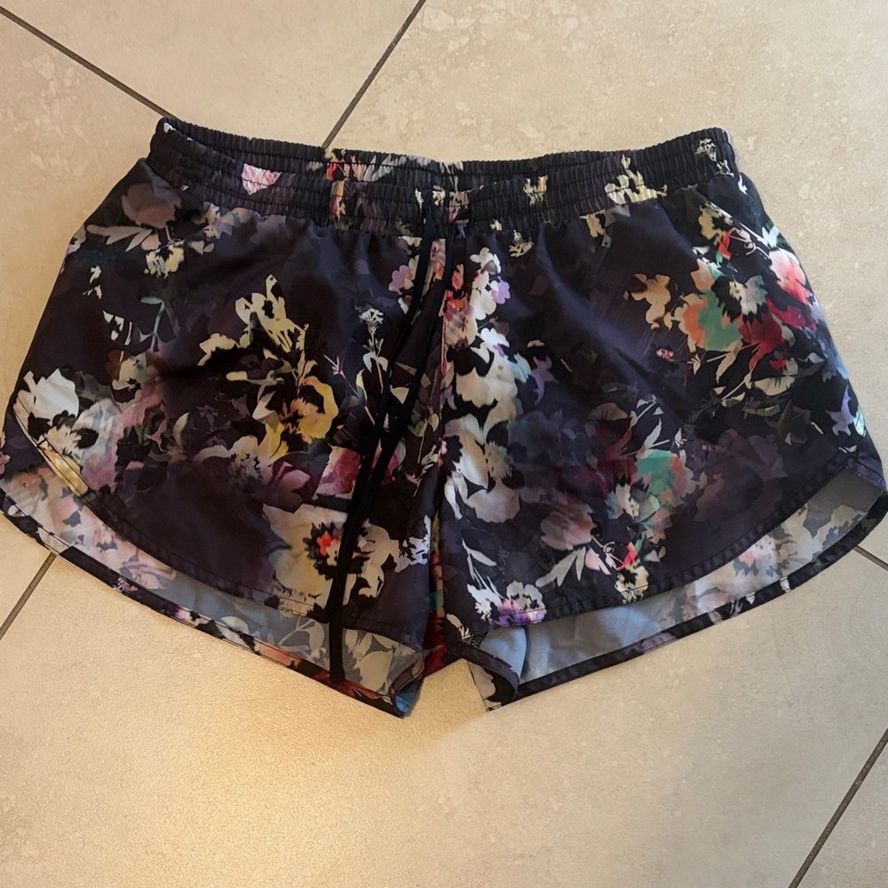 Old Navy Women's Floral Athletic Shorts - Black and Multicolor